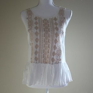 Alter'd State white tank with tan stitching